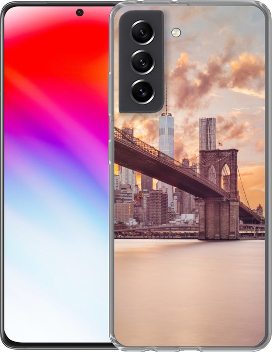 Coque Samsung Galaxy S21 FE - Pont de Brooklyn et skyline de New York au coucher du soleil - Coque de téléphone en Siliconen
