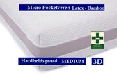 Aloe Vera - Medical Matras 3D - Matras Micropocket 500 Latex Bamboo 7 zone met handvaten 23 CM - Gemiddeld ligcomfort - 90x220/23