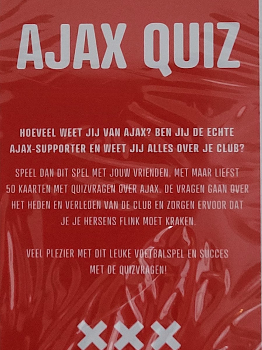 Ajax Quiz vragen - Hoeveel weet jij van Ajax? - 50 kaarten met vragen ...