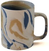 Floz koffiemok theemok - keramiek - geel en blauw - - 350ml - fairtrade