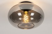 Mbc Living - Plafondlamp Bulbs - smoke glas - 40cm dia - 20cm hoog - zwart ophangplaat - 3 xe27 fittingen