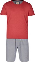 Phil & Co Shortama Heren Rood/Grijs Stripe - Maat  L