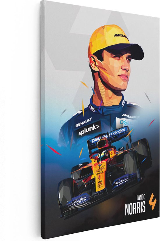 Artaza - Canvas Schilderij - Lando Norris bij McLaren F1 - Foto Op Canvas - Canvas Print