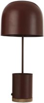 Mica - tafellamp bordeaux donkerrood - ronde organische vorm kap - metaal en hout - 47 cm hoog