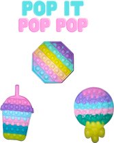 Pop IT 3 stuks Milkshake, achthoek & Candy| Fidget Toys | Fidget toy | Anti-stress | Anti-verveling speelgoed - unieke vormen