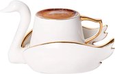 Karaca - Swan Coffee Cup Set voor 2 - Romantische koffieliefhebbers - Espresso Mokken Set - Espresso mok - Turkse Koffie - Valentijn Cadeau - Gift box
