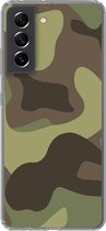 Geschikt voor Samsung Galaxy S21 FE hoesje - Illustratie van een camouflage patroon - Siliconen Telefoonhoesje