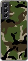 Geschikt voor Samsung Galaxy S21 FE hoesje - Militair camouflage patroon - Siliconen Telefoonhoesje