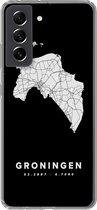 Geschikt voor Samsung Galaxy S21 FE hoesje - Groningen - Nederland - Zwart - Siliconen Telefoonhoesje