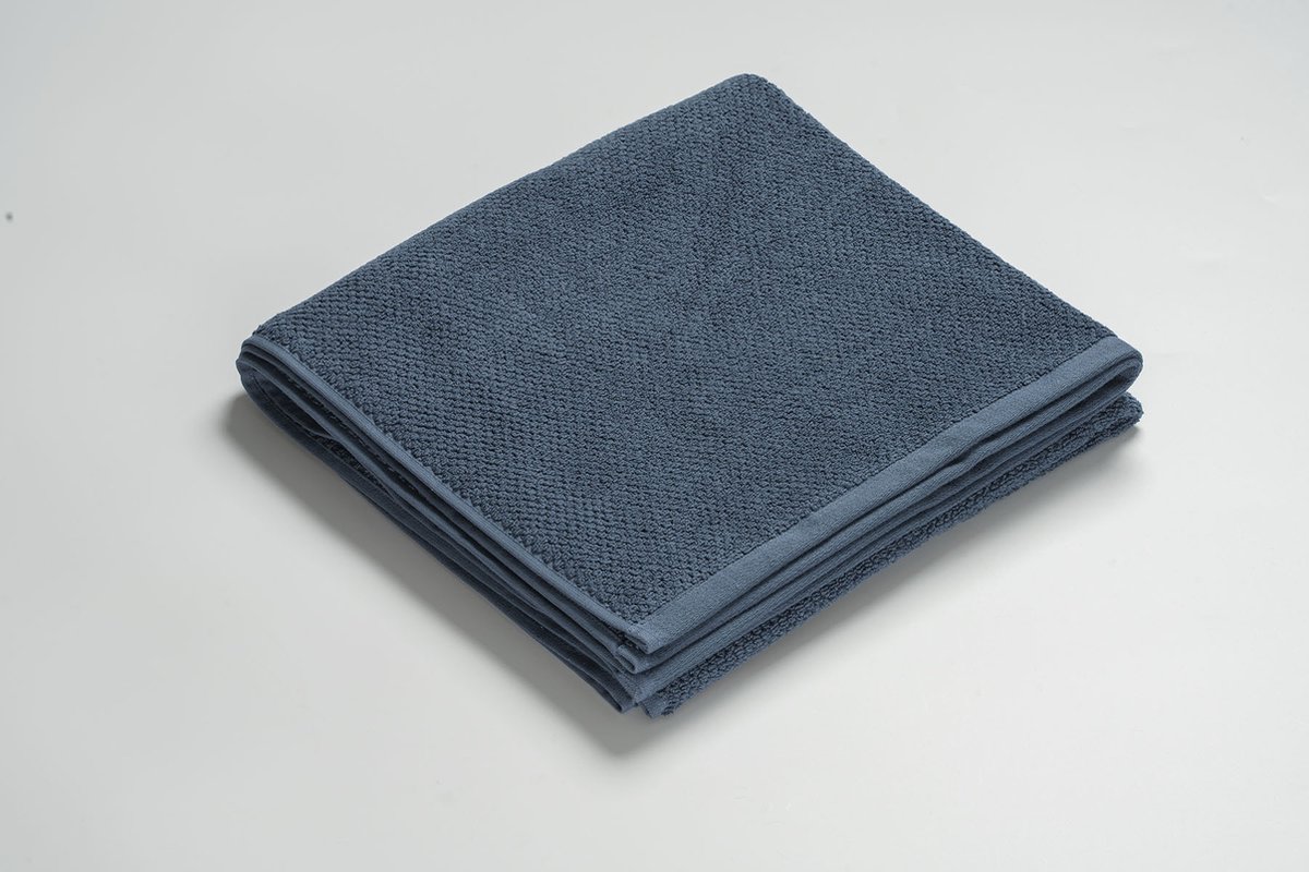MAROYATHOME - UNO - Handdoek - 50x100 cm - Fairtrade Katoen - Vintage Blue - Blauw