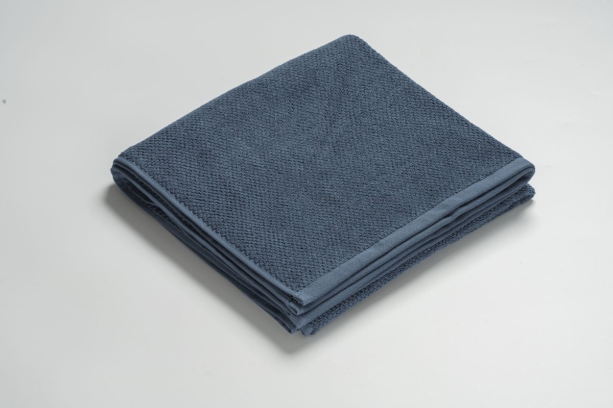 MAROYATHOME - UNO - Handdoek - 50x100 cm - Fairtrade Katoen - Vintage Blue - Blauw