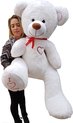 Knuffelbeer - met hart - 160 cm - wit rood