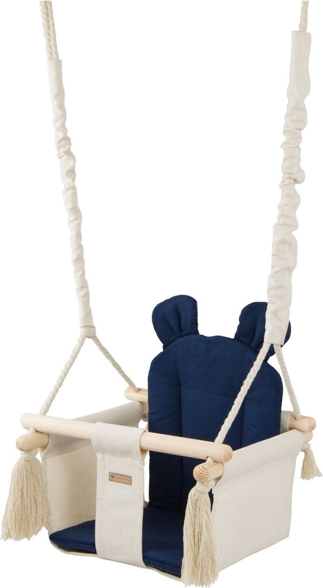 Baby schommel - hout - crème marine blauw - tot 20 kg van Childhome — afbeelding 2