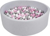 Ballenbad rond - grijs - 125x40 cm - met 600 grijs, wit, en roze ballen