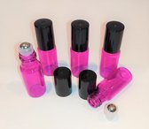 Essentiële olie roller - 5 ml - Roze - Vrolijk gekleurd - Rollerflesjes - Parfum rol-on fles - Glas - 5 stuks - Rvs bal.