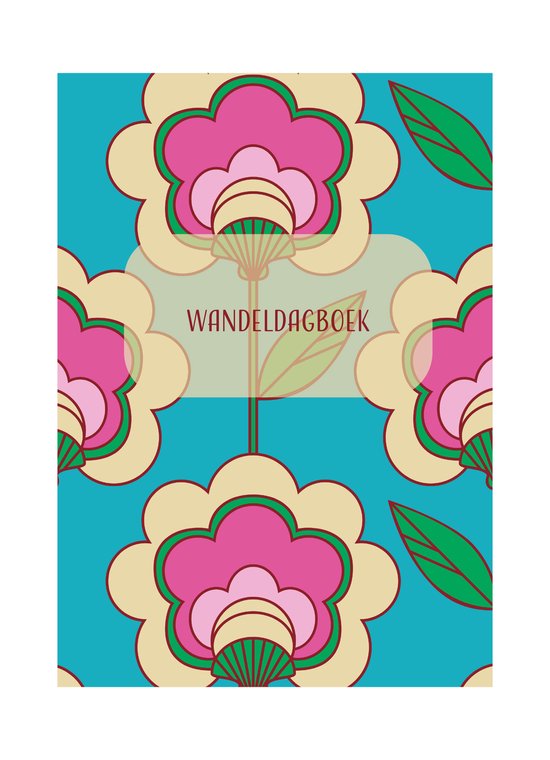 Wandelboek met retro bloemenprint en de tekst "Wandeldagboek".