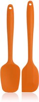 Siliconen Spatel Set - 2x - Kunststof - Oranje - BPA free - Food Grade Siliconen - Anti-aanbak - Keukengerei - 2 stuks -  Vaatwasser bestendig - hittebestendig - pottenlikker - pannenlikker