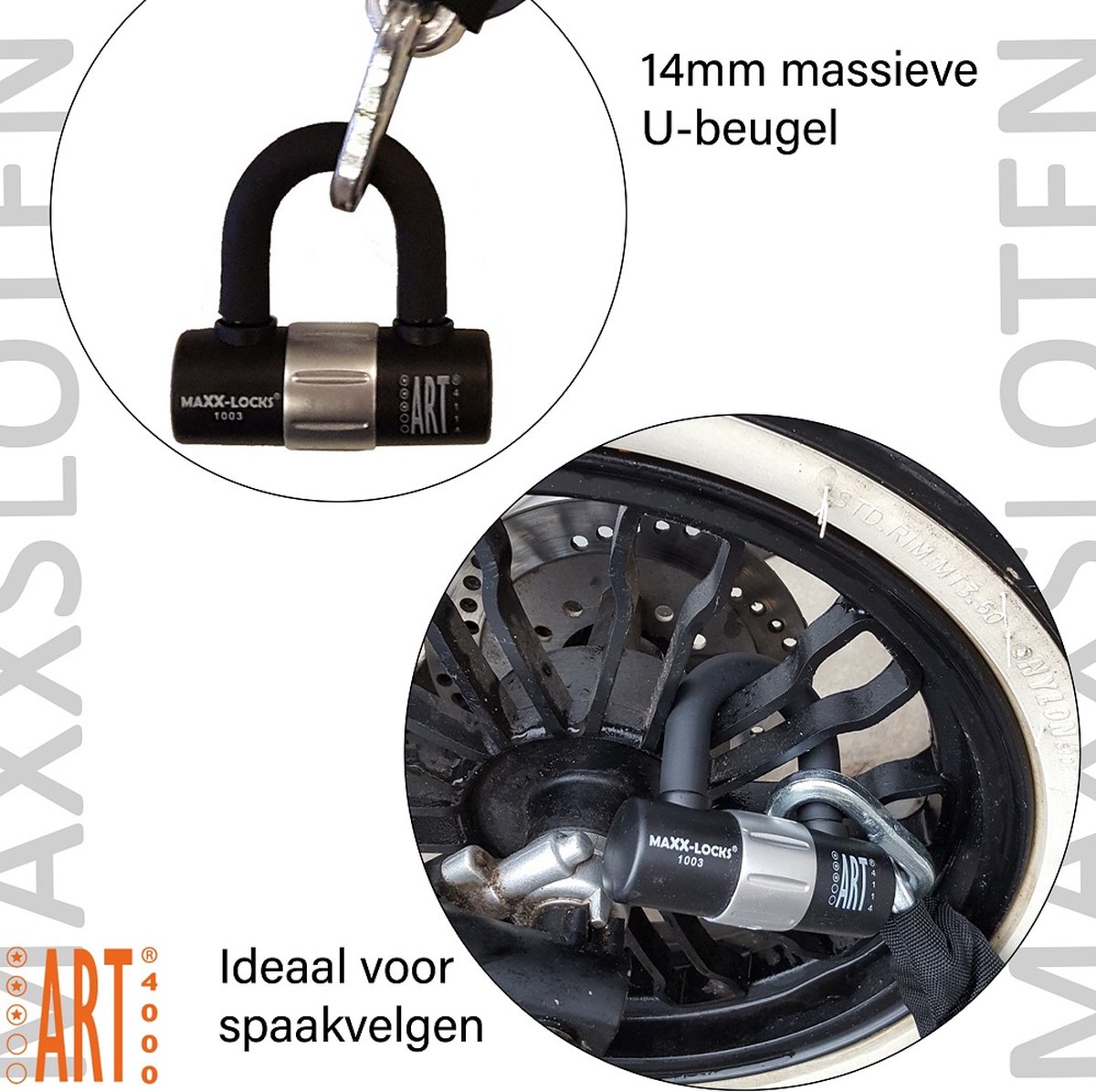 Maxx-Locks Naseby Art 3 Scooterslot / Brommerslot - Kettingslot + Loop - Gekeurd Slot voor Scooter en Brommer - Ketting met Gehard Stalen Schakels - 100 cm – foto 7