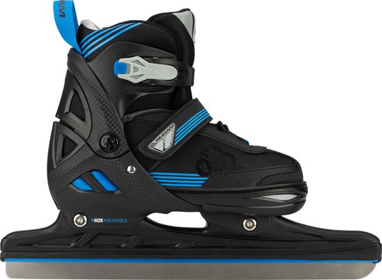 Nijdam Rollers Combo - Blue Blaze - Réglable - Clubs Norvégiens - Zwart - Blauw - Taille 29 - 32