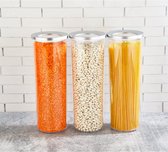 Bidons alimentaires transparentes - Set de 3 - 1250 ml - sans bpa - couvercle avec bords chromés
