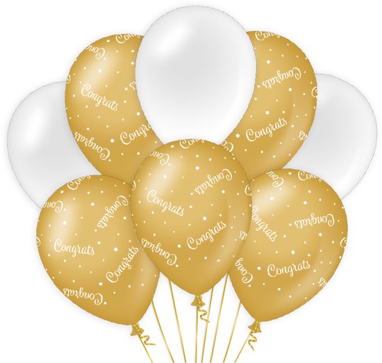 Paperdreams [ballonnen] [ goud /wit] - [Congrats] [gefeliciteerd]