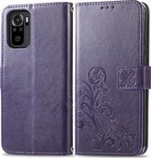 Xiaomi Redmi Note 10 4G Hoesje - Mobigear - Clover Serie - Kunstlederen Bookcase - Paars - Hoesje Geschikt Voor Xiaomi Redmi Note 10 4G