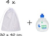 4 Waszakjes (30 x 40cm) met 500ml Handgel