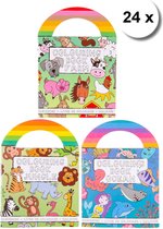 24 stuks Mini kleurboekjes stickerboekje DIEREN Met stickers - 9 x 13 cm uitdeelcadeautje kinderfeestje kinderverrassingen