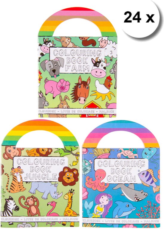 24 pièces Mini livre de coloriage livre d'autocollants ANIMAUX Avec  autocollants - 9 x