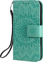 Mobigear Mandala - Telefoonhoesje geschikt voor Apple iPhone 12 Mini Hoesje Bookcase Portemonnee - Turquoise