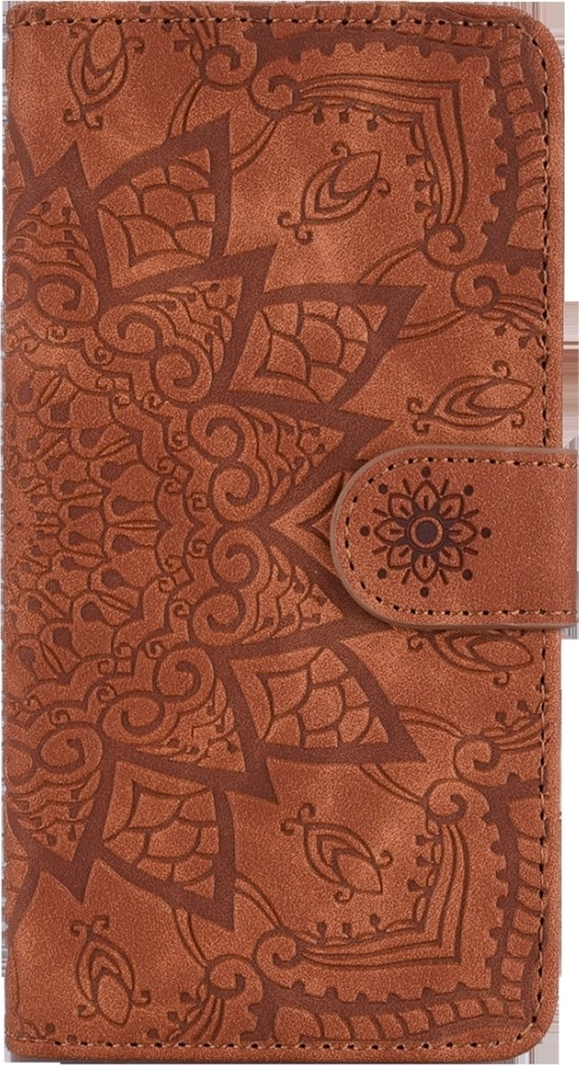 Mobigear Telefoonhoesje geschikt voor Xiaomi Mi A3 Hoesje | Mobigear Mandala Bookcase Portemonnee | Pasjeshouder voor 3 Pasjes | Telefoonhoesje voor Pinpas / OV Kaart / Rijbewijs - Bruin