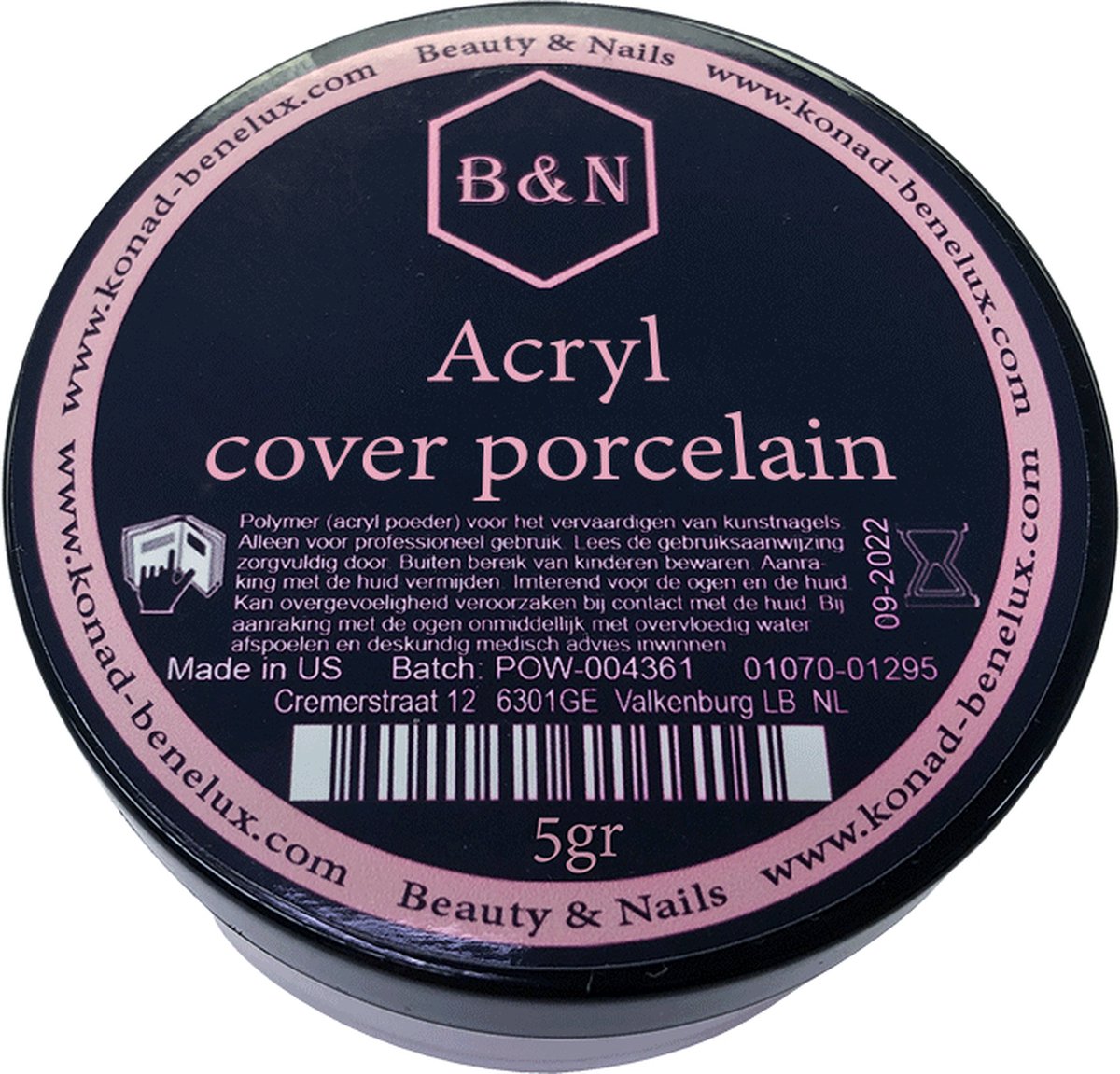 Acryl - cover porcelain - 5 gr | B&N - acrylpoeder - VEGAN - acrylpoeder