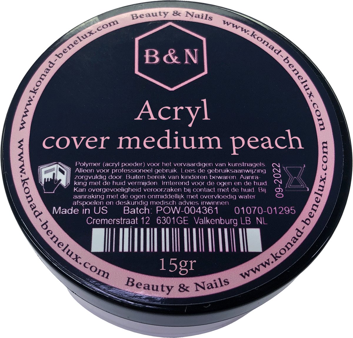 Acryl - cover medium peach - 15 gr | B&N - acrylpoeder - VEGAN - acrylpoeder