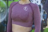 Croptop long sleeve, sport top, lange mouw Cherry red - L