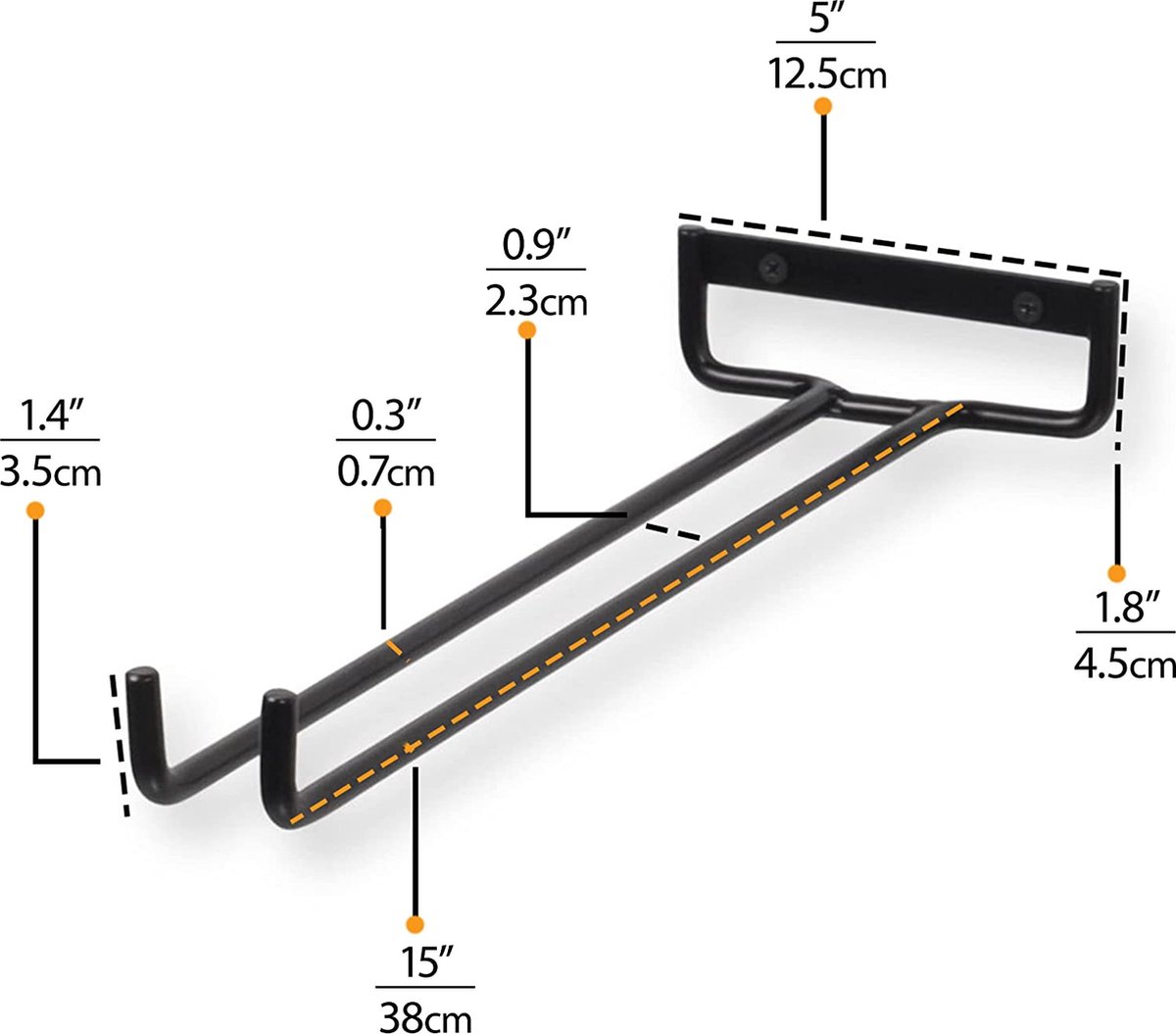 Wijnglazenhouder voor aan de muur | Wijnglazen rek | 2-pack voor 8 glazen | Ophangrek wijnglazen | Ophangrek glazen | Ophangrek | Wijnglas rek | Wijnglas houder | Zwart — cadeau in Wonen & Interieur - foto 5