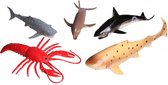 Speelgoed set plastic oceaan dieren 5 stuks