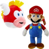 Super Mario Bros Pluche Knuffel Set: Mario + Cheep Cheep Vis 25 cm | Mario Luigi Nintendo Plush Toy | Speelgoed knuffeldier knuffelpop voor kinderen | mario odyssey party kart | Yo