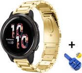 Luxe Metalen Armband Bandje Geschikt Voor Garmin Venu 2 Plus - Schakel Polsband Strap RVS - Watchband Met Horlogeband Inkortset - Stainless Steel Horloge Band - Schakelbandje - One