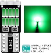 1 STUKS - W5W - T10 Led Lamp GROEN Canbus | 450 Lumen | Type T26450-G | 5W5 | W5W | Led Signal Light | 12V | 24V | 168 | 194 | 1x | Stadslicht | Kentekenplaat Verlichting | 4014 26