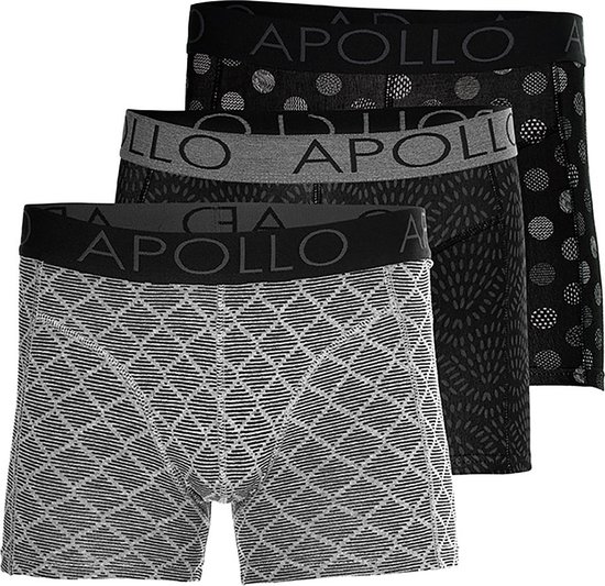 Apollo heren boxershorts | MAAT M | Black printed | 3-pack