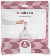 Brabantia PerfectFit sac poubelle avec fermeture code V, 2-3 litres, 40 pcs/distributeur - White