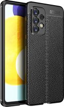 Samsung Galaxy A33 Hoesje - MobyDefend TPU Gelcase - Lederlook - Zwart - GSM Hoesje - Telefoonhoesje Geschikt Voor: Samsung Galaxy A33