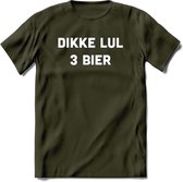 Dikke lul 3 Bier T-Shirt | Unisex Kleding | Dames - Heren Feest shirt | Drank | Grappig Verjaardag Cadeau tekst | - Leger Groen - XL