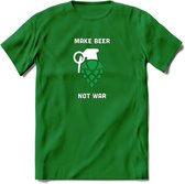 make beer not war Bier T-Shirt | Unisex Kleding | Dames - Heren Feest shirt | Drank | Grappig Verjaardag Cadeau tekst | - Donker Groen - L