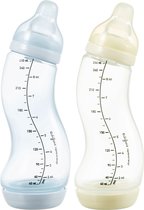 Difrax Babyfles 250 ml Natural - Anti-Colic - Lichtblauw/Crèmewit- Duopack