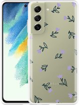 Hoesje Geschikt voor Samsung Galaxy S21 FE Paarse Bloemen