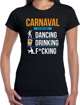 Carnaval t-shirt to do list zwart dames - Foute Carnaval outfit / kleding / verkleedkleding S