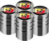 Set van 4 Ventieldopjes - Abarth Stijl - Ventieldoppen Roestvrij Staal Chroom - Ventieldop voor Auto - Dop voor Ventiel Universeel - Abarth Fiat Auto Accessoires