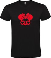 Zwart  T shirt met  "Minnie Mouse Love " print Rood size XXL