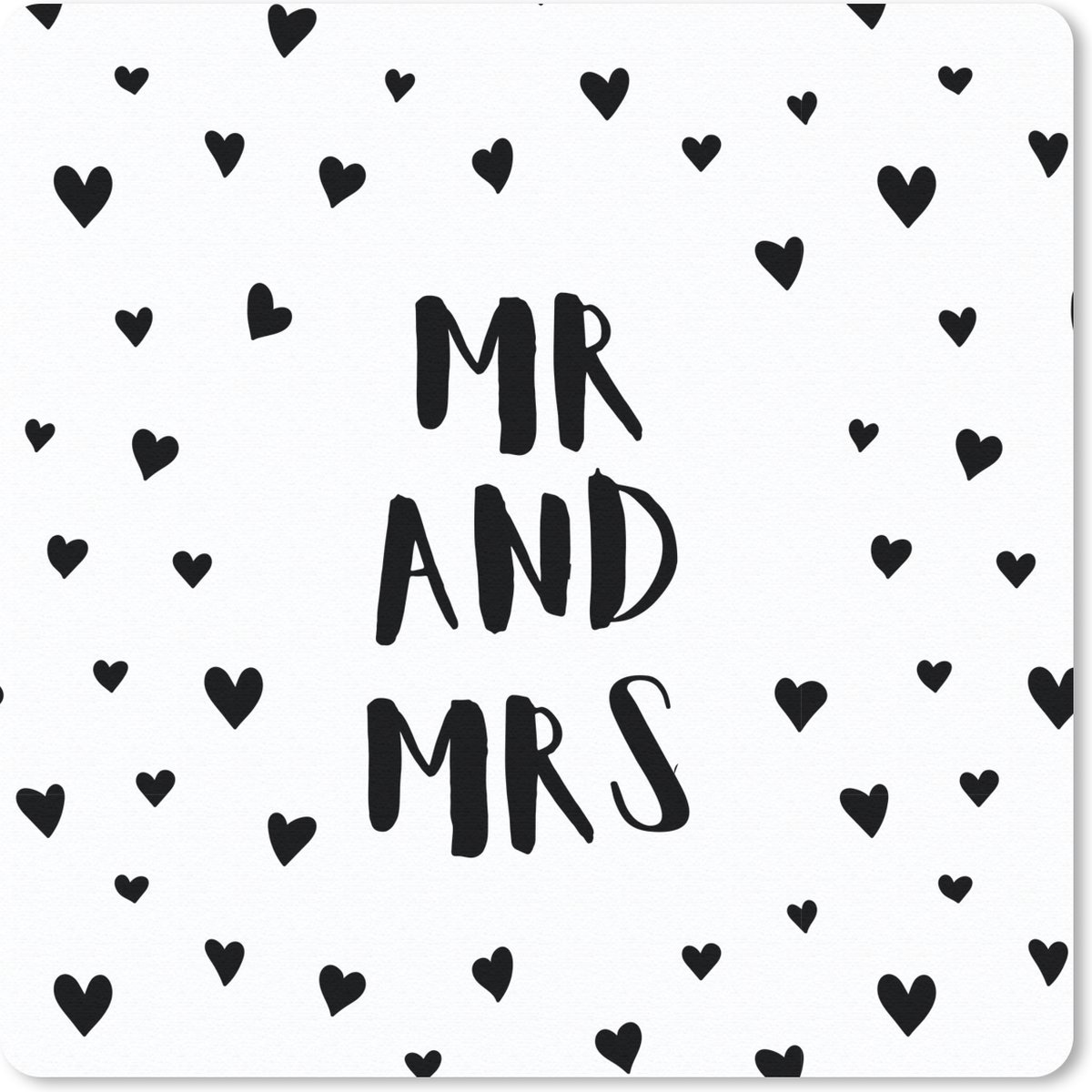 Muismat 30x30 cm - Mousepad 'Mr & Mrs' - Quotes - Spreuken - Trouwen - Muismatten